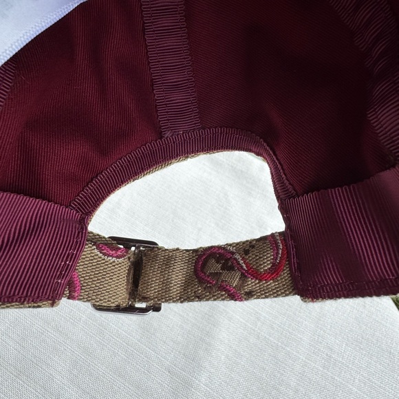 GUCCI GG Supreme Snake Embroidered Baseball Cap/ Hat M 57cm Pink Tan Brown - Picture 5 of 11